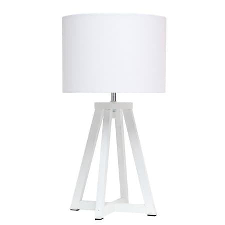 Lighting Business Interlocked Triangular White Wood Table Lamp with White Fabric Shade LI2519920